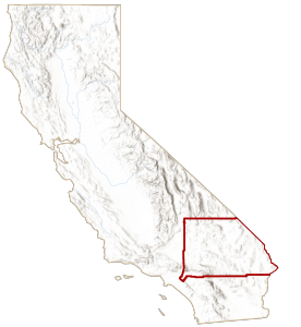 Map of California with San Bernardino County highlighted in red.